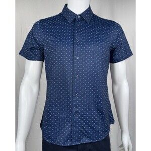 Jachs New York Mens Medium Blue Classic Fit Short Sleeve Button Down Shirt New